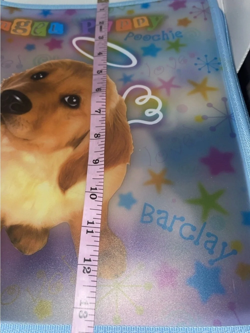 Rare Vintage Y2K  Lisa Frank Golden Retriever Puppy 3 Ring Zip Binder With Charm